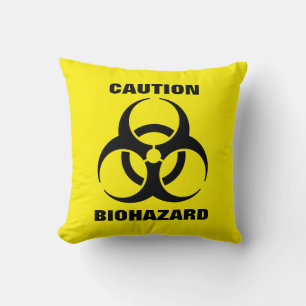 Yellow Biohazard Symbol Warning Sign Cushion