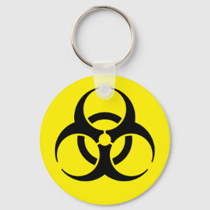 Yellow Biohazard Symbol Warning Sign Key Ring