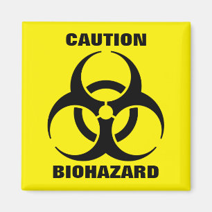 Yellow Biohazard Symbol Warning Sign Magnet