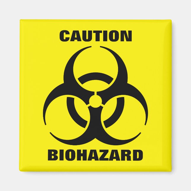 Yellow Biohazard Symbol Warning Sign Magnet (Front)