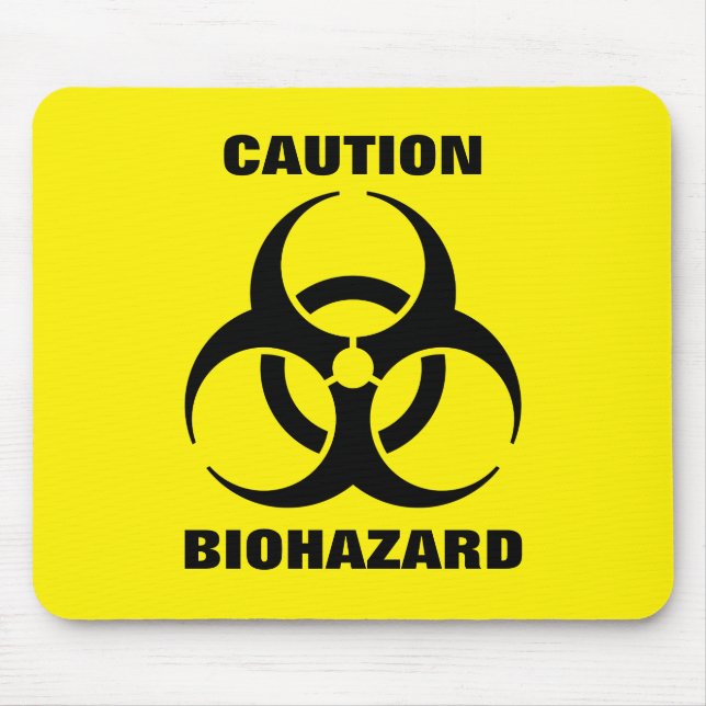 Yellow Biohazard Symbol Warning Sign Mouse Mat (Front)