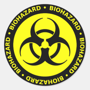Yellow Biohazard  Warning Sticker