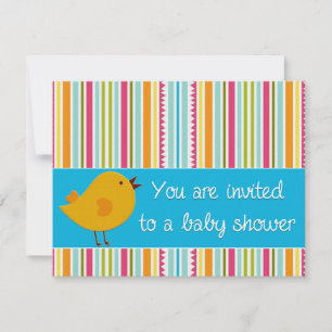 yellow bird baby shower invitation