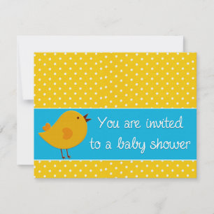 yellow bird baby shower invitation