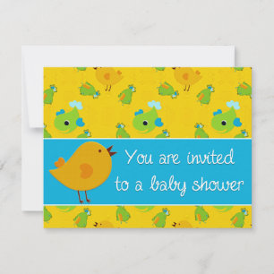 yellow bird baby shower invitation