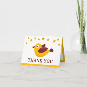 Yellow Bird Baby Shower Thank You Card