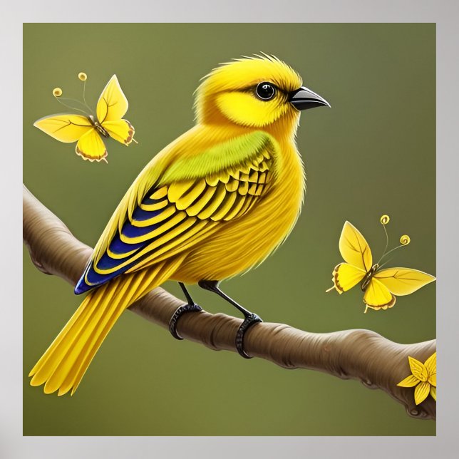 🐤Yellow Bird Branch Nature Wall Art (Front)