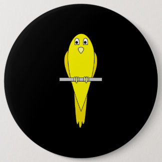 Yellow Bird. Canary. On Black. 6 Cm Round Badge