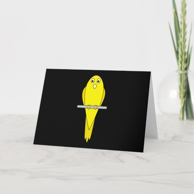 Yellow Bird. Canary. On Black. Card (Front)