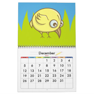 Yellow bird cartoon calendar