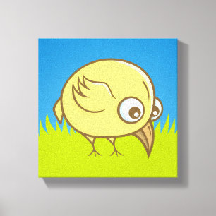 Yellow bird cartoon canvas print