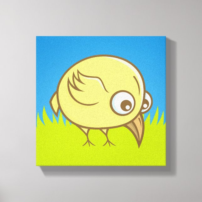 Yellow bird cartoon canvas print (Front)