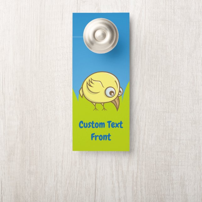 Yellow Bird Cartoon Door Hanger (On Knob)