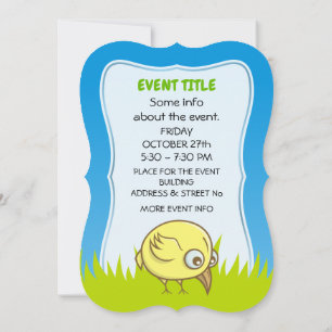 Yellow bird cartoon invitation