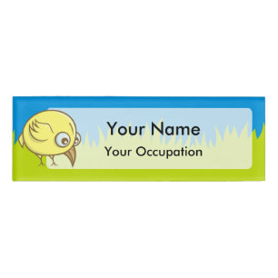 Yellow bird cartoon name tag
