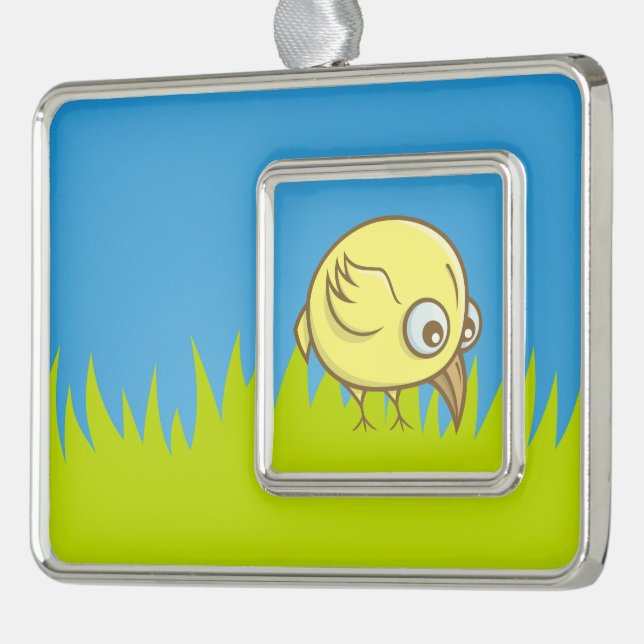 Yellow bird cartoon silver plated framed ornament (Left)