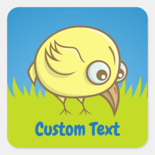 Yellow bird cartoon square sticker