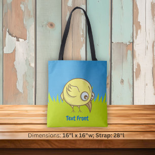 Yellow bird cartoon tote bag