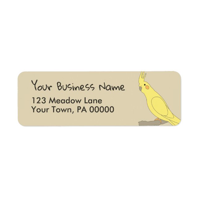 Yellow Bird Cockatiel Return Address Label (Front)