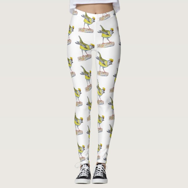 Yellow Bird Drawing Leggings (Front)