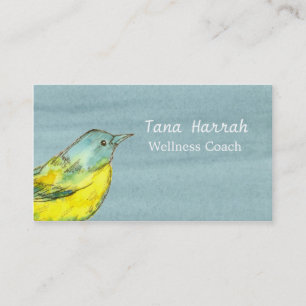 Yellow Bird Grey Watercolor Business Card