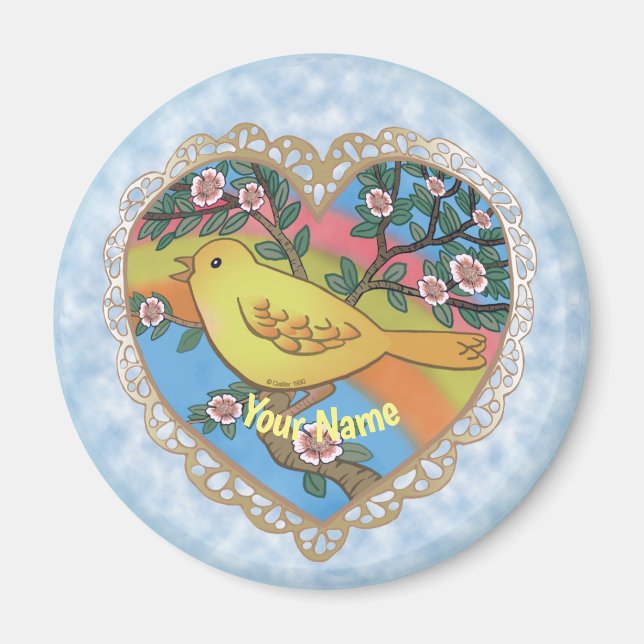 Yellow Bird Heart custom  Magnet (Front)