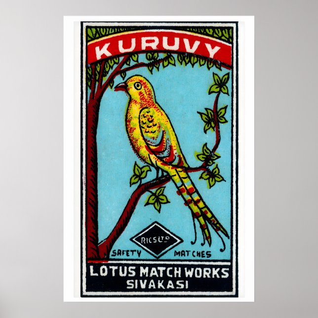 Yellow Bird in Tree - Matchbox Print - Aesthetic (Front)