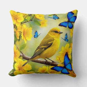 🐦 Yellow Bird Living Room Accent Home Decor Cushion