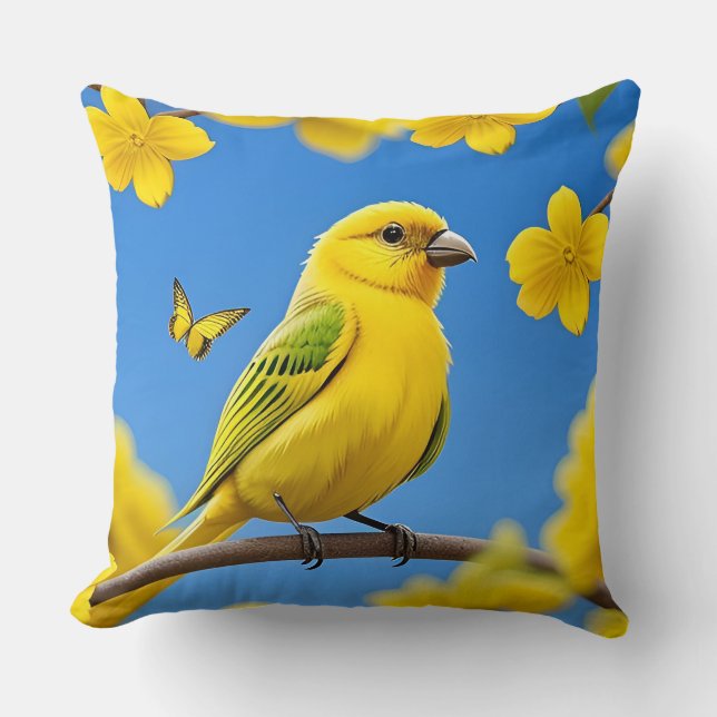 🕊️ Yellow Bird Nature Style Home Decor 🌸 Cushion (Front)