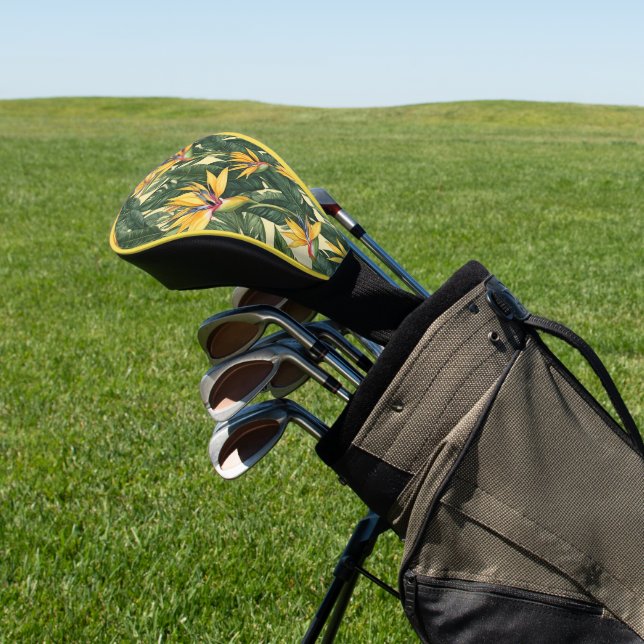 Yellow Bird of Paradise flower pattern Golf Head Cover (In Situ)