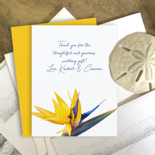Yellow Bird-of-paradise Flower Thank You Flat Card