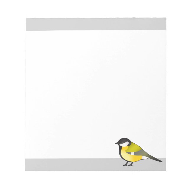 Yellow Bird Parus Major Cartoon Illustration Notepad (Front)