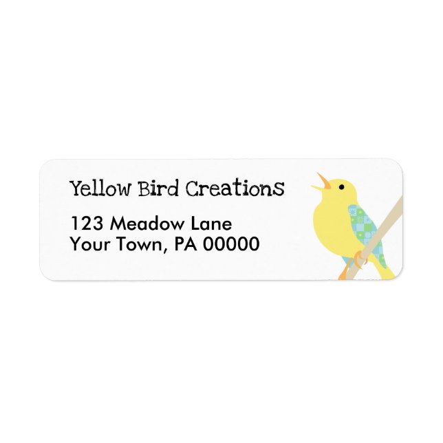 Yellow Bird Patchwork Return Address Label (Front)