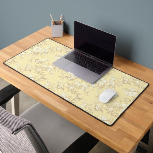 Yellow Bird Toile   Desk Mat