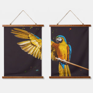 Yellow Bird Wildlife Pretty Macaw Hanging Tapestry