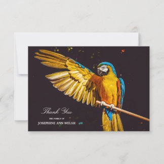Yellow Bird Wildlife Pretty Macaw Thank You Card