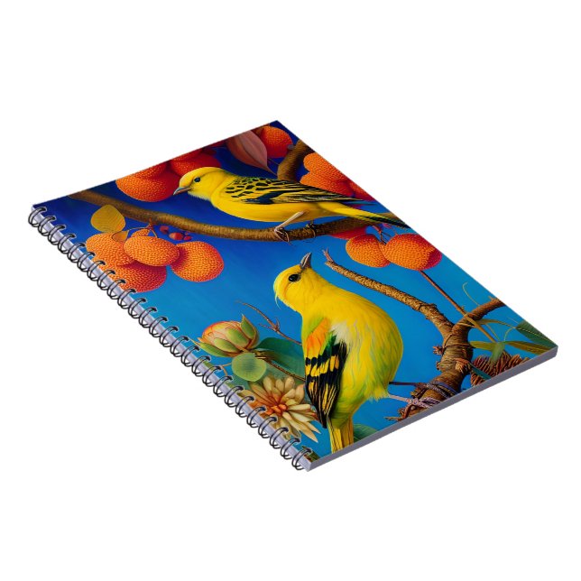 Yellow birds on a tree branch notebook (Right Side)