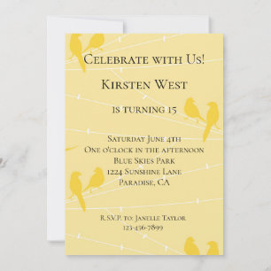 Yellow Birds on A Wire Invitation