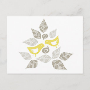 yellow birds singing of love postcard