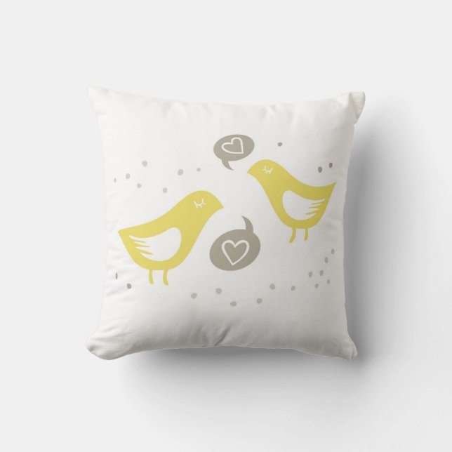 yellow birds talking about love cushion (Front)