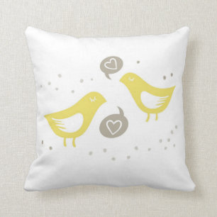 yellow birds talking about love cushion