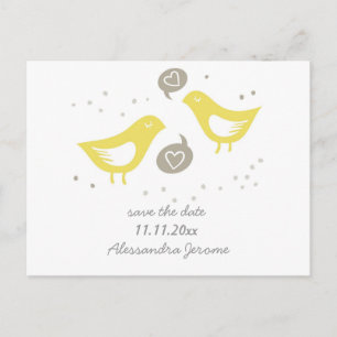 yellow birds talking about love std horizontal announcement postcard