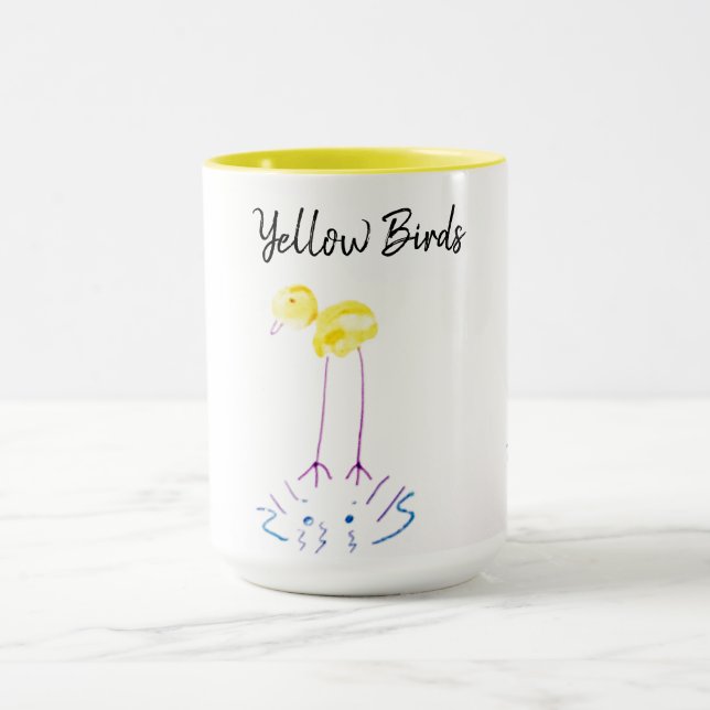Yellow Birds - whimsical - cute Mug (Center)