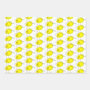 Yellow Birds Wrapping Paper Flat Sheet Set of 3