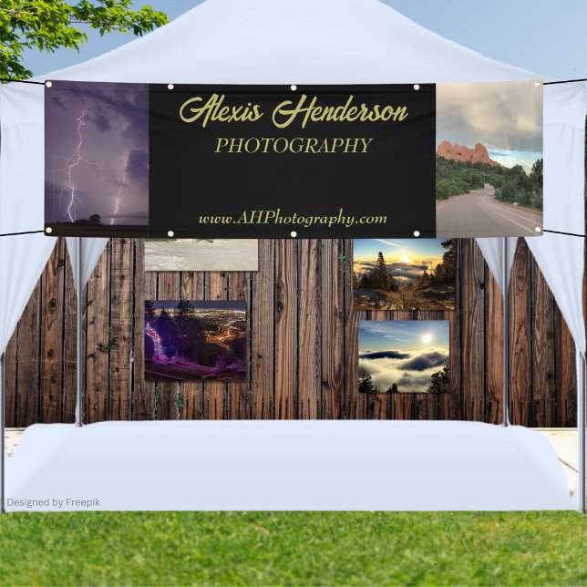 Yellow & Black 2 Photo Business Booth Tent Banner (Creator Uploaded)