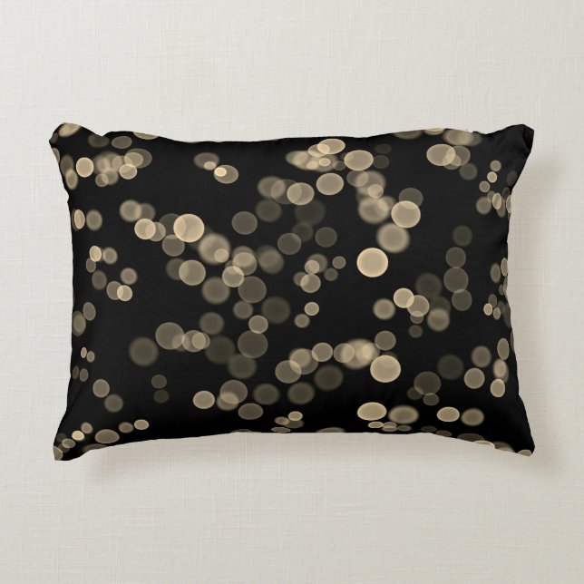 Yellow Black Abstract Bubble Bokeh Pattern Decorative Cushion (Front)