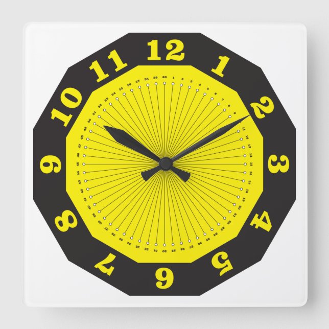 yellow black abstract clock with minutes (Front)