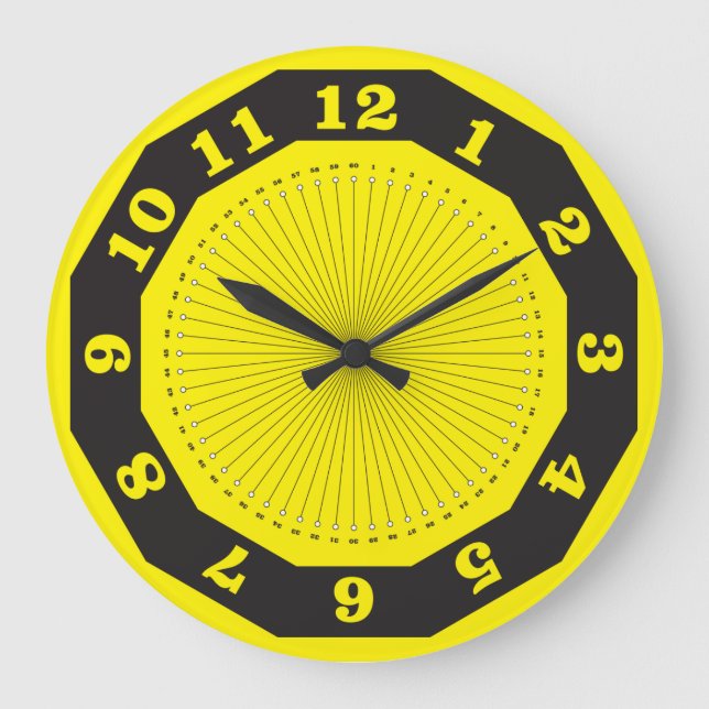 yellow black abstract clock with minutes (Front)