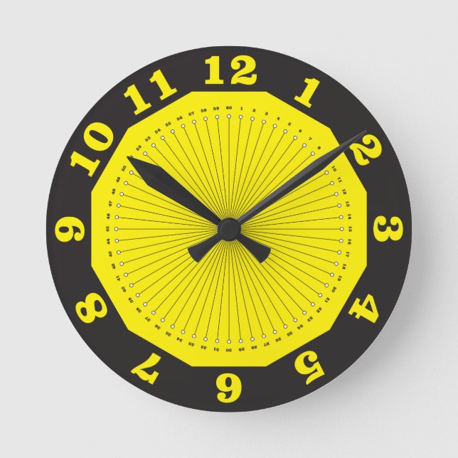 yellow black abstract clock with minutes (Front)
