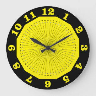 yellow black abstract large clock